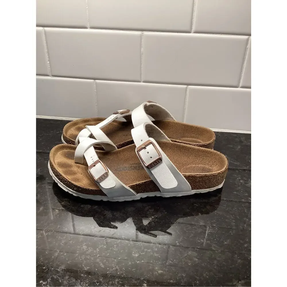 Birkenstock Mayari Kid's Birko-Flor Strappy Sandals Summer Girls White Size 33